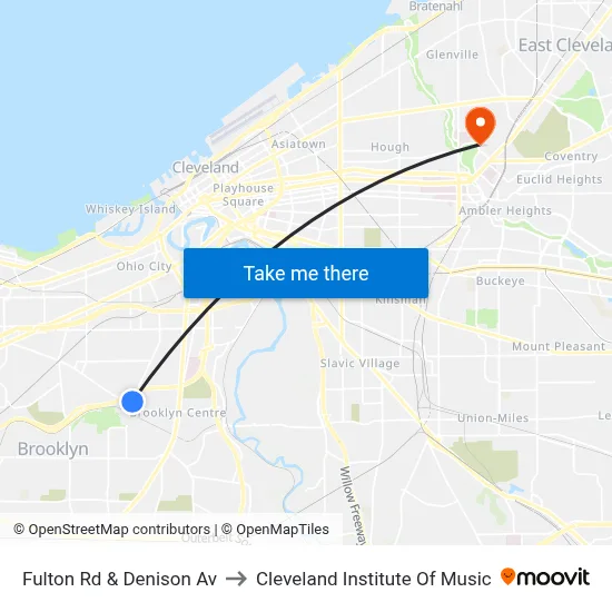 Fulton Rd & Denison Av to Cleveland Institute Of Music map