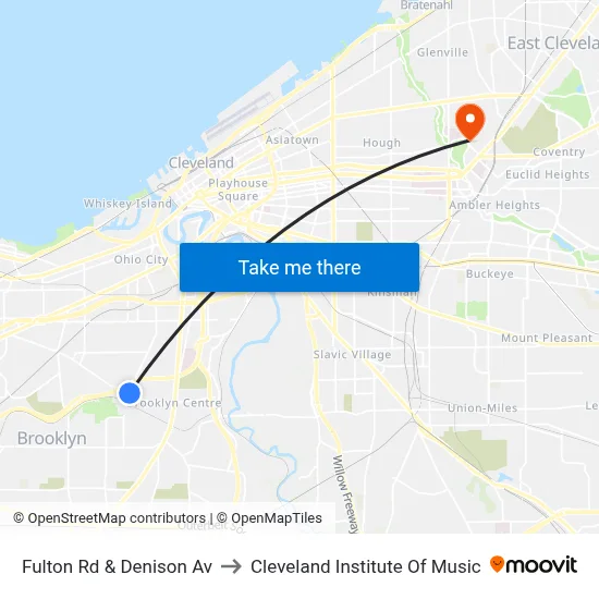 Fulton Rd & Denison Av to Cleveland Institute Of Music map