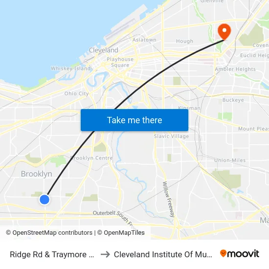 Ridge Rd & Traymore Av to Cleveland Institute Of Music map