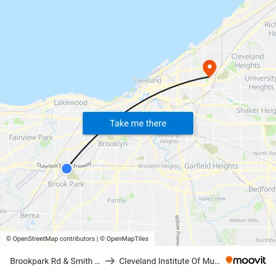 Brookpark Rd & Smith Rd to Cleveland Institute Of Music map