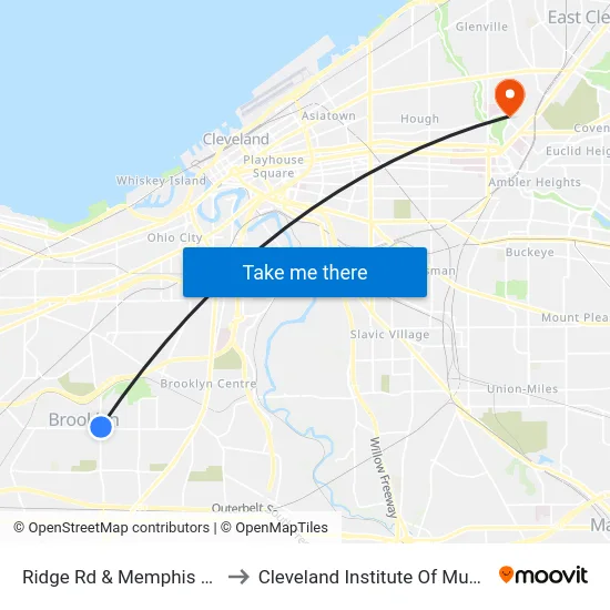 Ridge Rd & Memphis Av to Cleveland Institute Of Music map