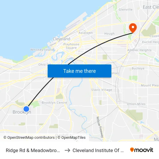 Ridge Rd & Meadowbrook Av to Cleveland Institute Of Music map