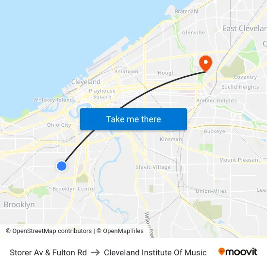 Storer Av & Fulton Rd to Cleveland Institute Of Music map