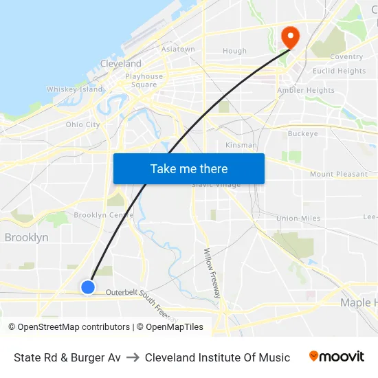 State Rd & Burger Av to Cleveland Institute Of Music map