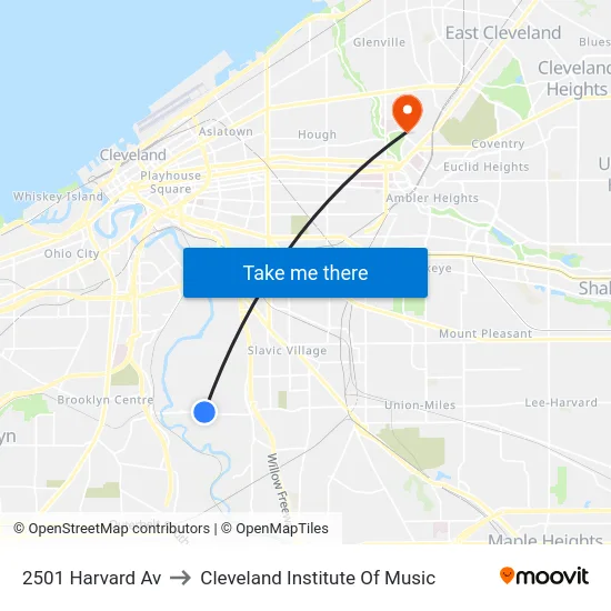 2501 Harvard Av to Cleveland Institute Of Music map