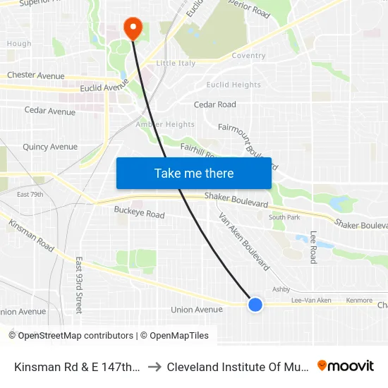 Kinsman Rd & E 147th St to Cleveland Institute Of Music map