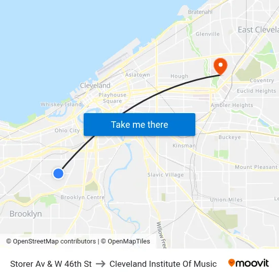 Storer Av & W 46th St to Cleveland Institute Of Music map