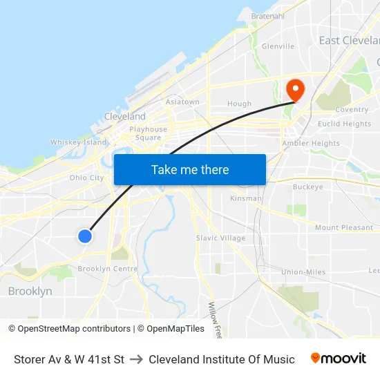 Storer Av & W 41st St to Cleveland Institute Of Music map