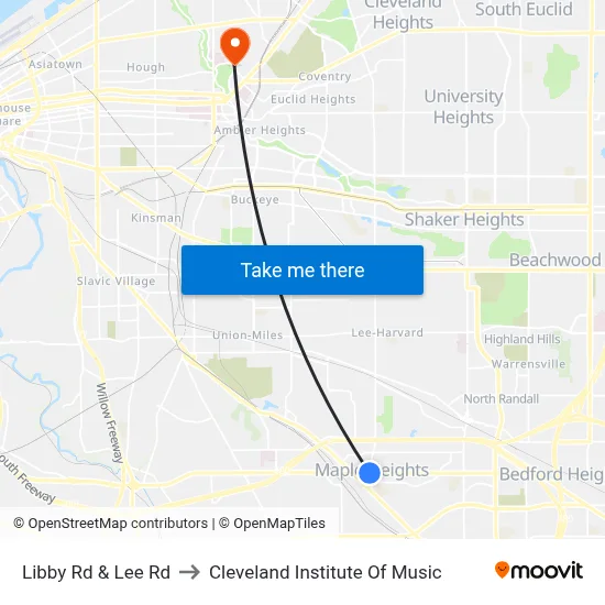 Libby Rd & Lee Rd to Cleveland Institute Of Music map