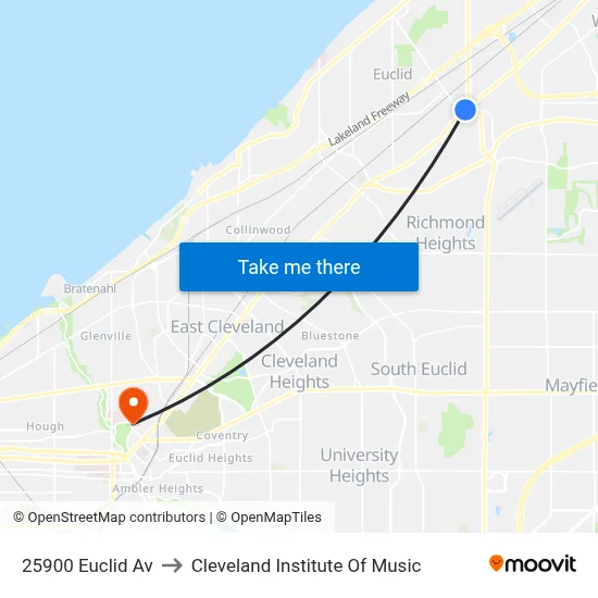 25900 Euclid Av to Cleveland Institute Of Music map