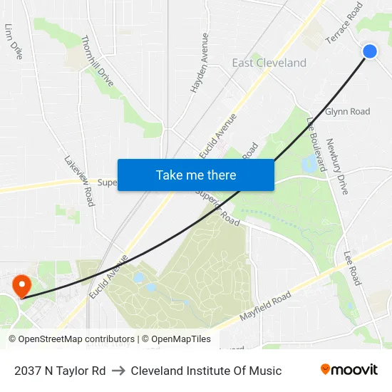 2037 N Taylor Rd to Cleveland Institute Of Music map