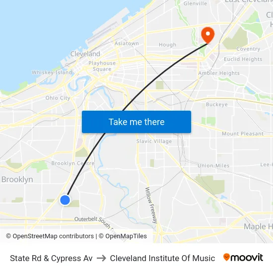 State Rd & Cypress Av to Cleveland Institute Of Music map