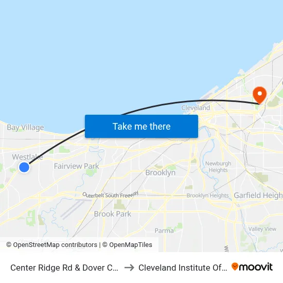 Center Ridge Rd & Dover Center Rd to Cleveland Institute Of Music map