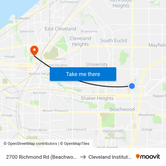 2700 Richmond Rd (Beachwood Police Dept) to Cleveland Institute Of Music map