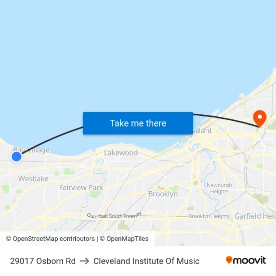 29017 Osborn Rd to Cleveland Institute Of Music map
