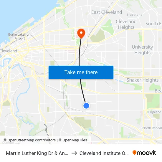 Martin Luther King Dr & Angelus Av to Cleveland Institute Of Music map
