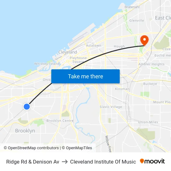 Ridge Rd & Denison Av to Cleveland Institute Of Music map