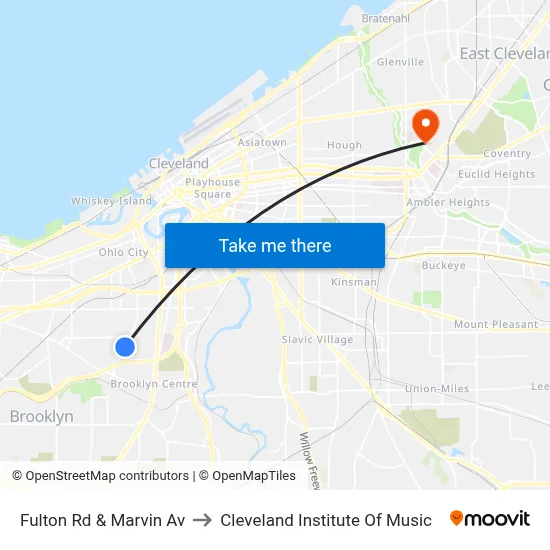 Fulton Rd & Marvin Av to Cleveland Institute Of Music map