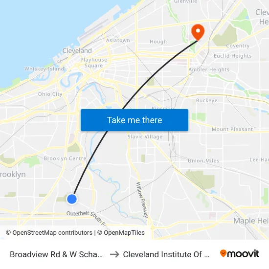 Broadview Rd & W Schaaf Rd to Cleveland Institute Of Music map