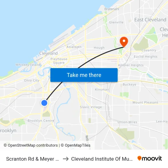 Scranton Rd & Meyer Av to Cleveland Institute Of Music map