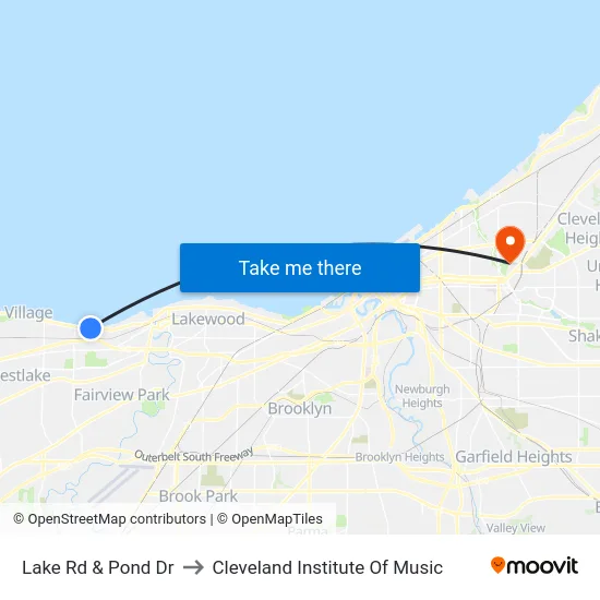 Lake Rd & Pond Dr to Cleveland Institute Of Music map