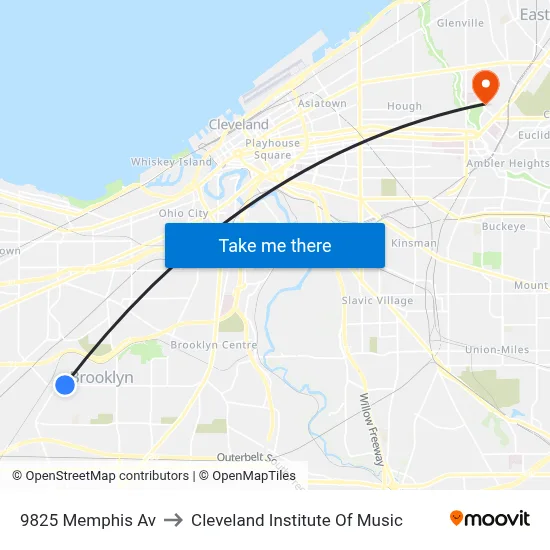 9825 Memphis Av to Cleveland Institute Of Music map