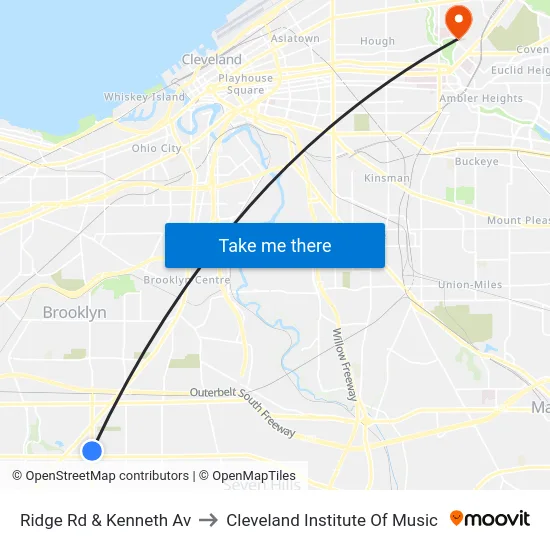 Ridge Rd & Kenneth Av to Cleveland Institute Of Music map