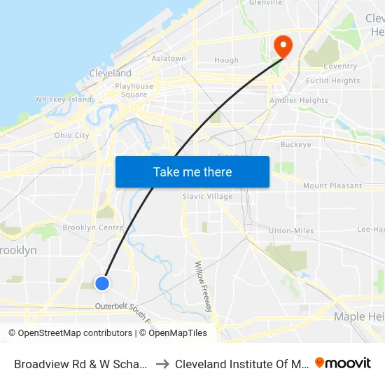 Broadview Rd & W Schaff Rd to Cleveland Institute Of Music map