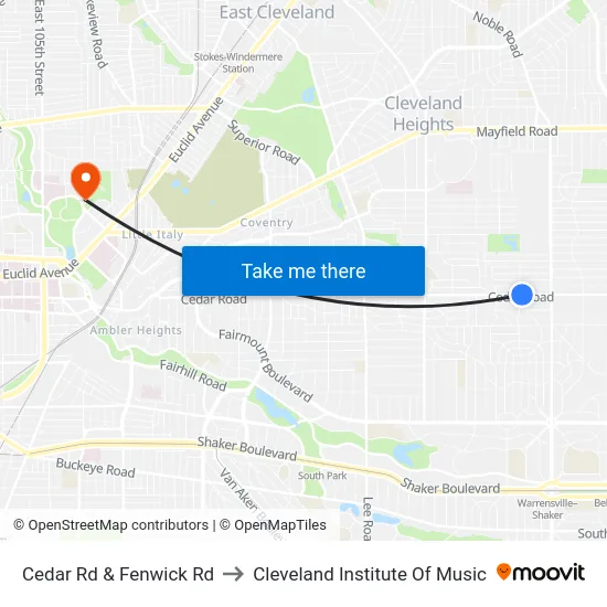 Cedar Rd & Fenwick Rd to Cleveland Institute Of Music map