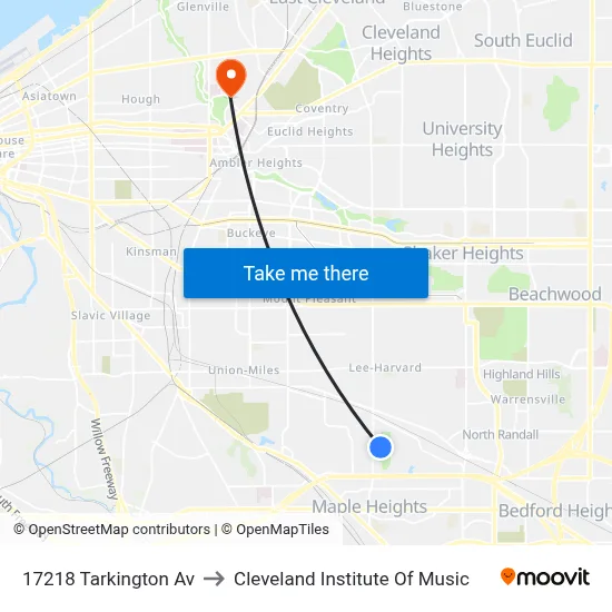 17218 Tarkington Av to Cleveland Institute Of Music map