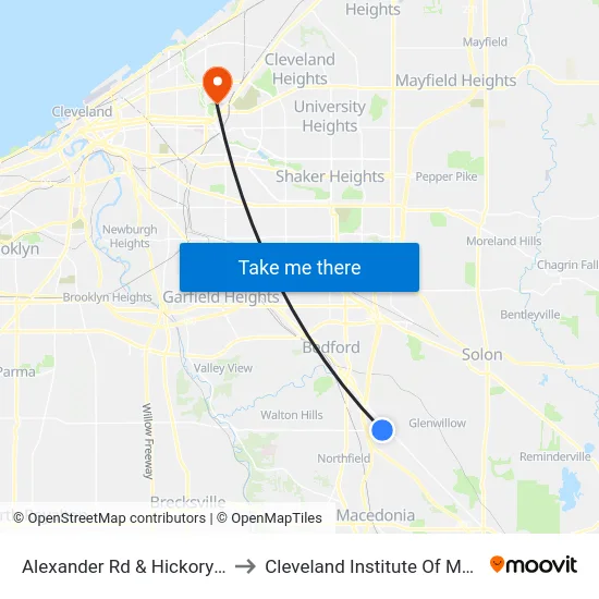 Alexander Rd & Hickory Rd to Cleveland Institute Of Music map
