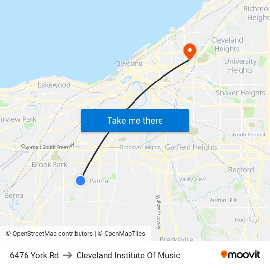 6476 York Rd to Cleveland Institute Of Music map