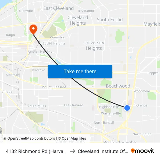 4132 Richmond Rd (Harvard Park) to Cleveland Institute Of Music map