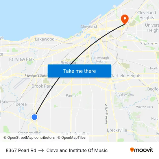 8367 Pearl Rd to Cleveland Institute Of Music map