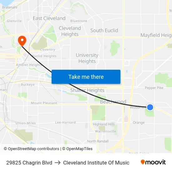 29825 Chagrin Blvd to Cleveland Institute Of Music map