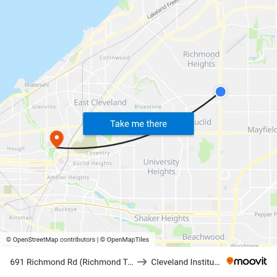 691 Richmond Rd (Richmond Town Sq Entrance) to Cleveland Institute Of Music map