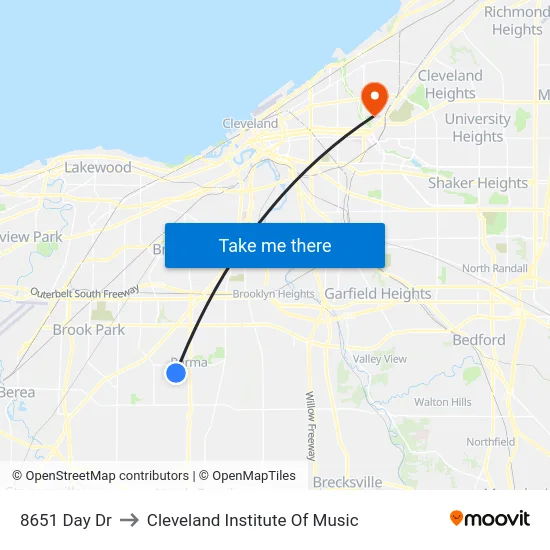 8651 Day Dr to Cleveland Institute Of Music map