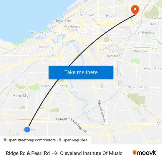 Ridge Rd & Pearl Rd to Cleveland Institute Of Music map