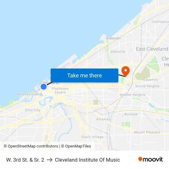 W. 3rd St. & Sr. 2 to Cleveland Institute Of Music map