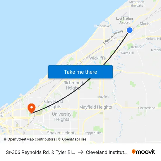 Sr-306 Reynolds Rd. & Tyler Blvd. (Ne Corner) to Cleveland Institute Of Music map