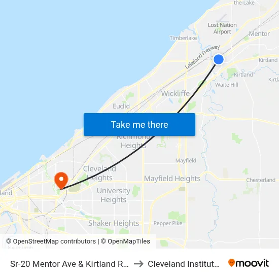 Sr-20 Mentor Ave & Kirtland Rd. (Nw Corner) to Cleveland Institute Of Music map