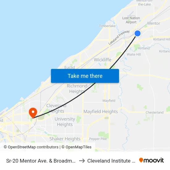 Sr-20 Mentor Ave. & Broadmoor Rd. (Eb) to Cleveland Institute Of Music map