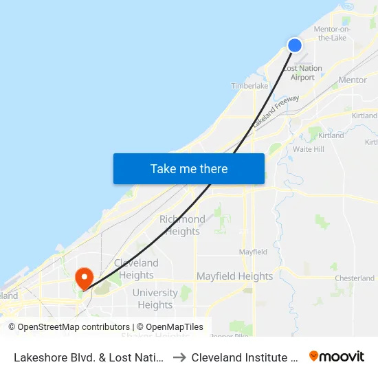 Lakeshore Blvd. & Lost Nation Rd. (Eb) to Cleveland Institute Of Music map