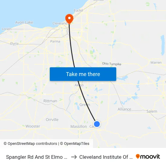 Spangler Rd And St Elmo Ave NE to Cleveland Institute Of Music map