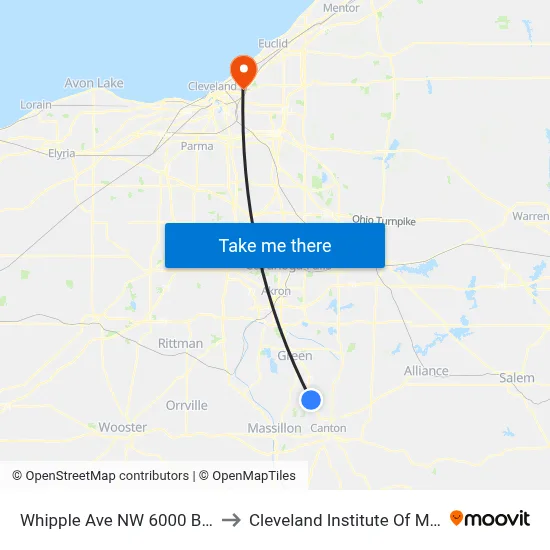 Whipple Ave NW 6000 Block to Cleveland Institute Of Music map