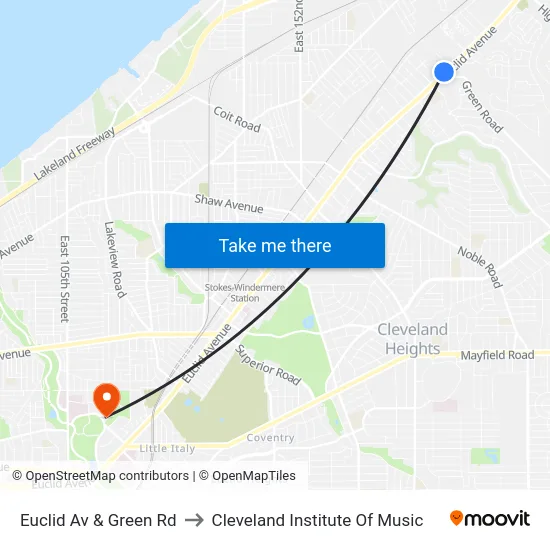 Euclid Av & Green Rd to Cleveland Institute Of Music map