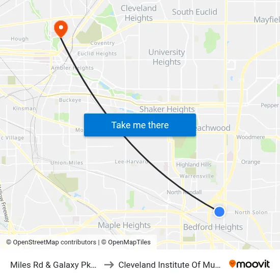 Miles Rd & Galaxy Pkwy to Cleveland Institute Of Music map