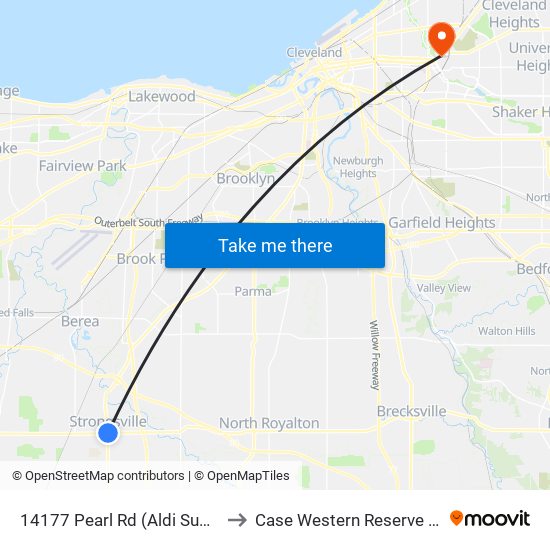 14177 Pearl Rd (Aldi Supermarket) to Case Western Reserve University map