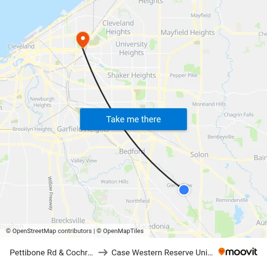 Pettibone Rd & Cochran Rd to Case Western Reserve University map