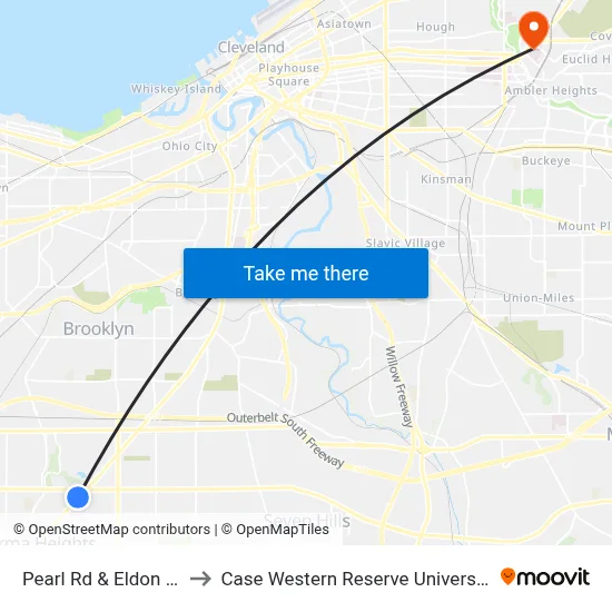 Pearl Rd & Eldon Dr to Case Western Reserve University map